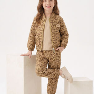 Conjunto Buzo Ni&ntilde;a Animal Print Leopardo Con Chaqueta