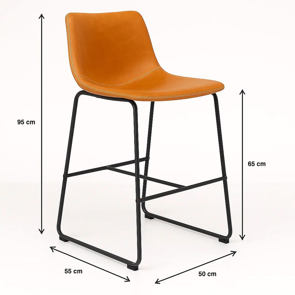 Pack De 2 Taburetes De Bar Burgos De Cuero Y Metal Industrial image number 3.0
