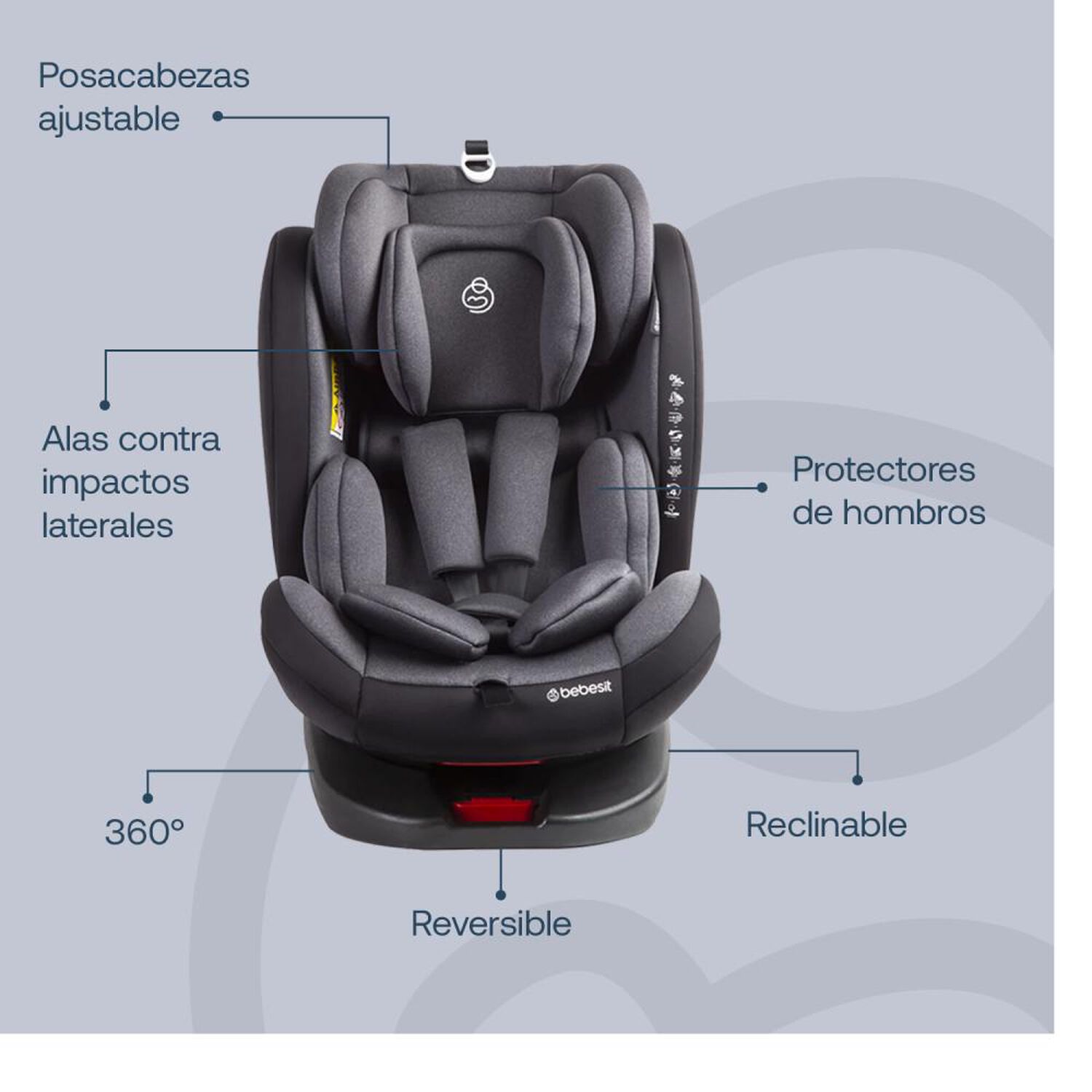 Silla De Auto Convertible Saturn Bebesit Grey-black image number 8.0