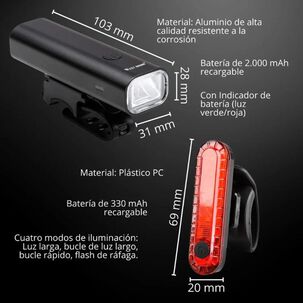 Luces Recargables Para Bicicleta Delantera Y Trasera Premium