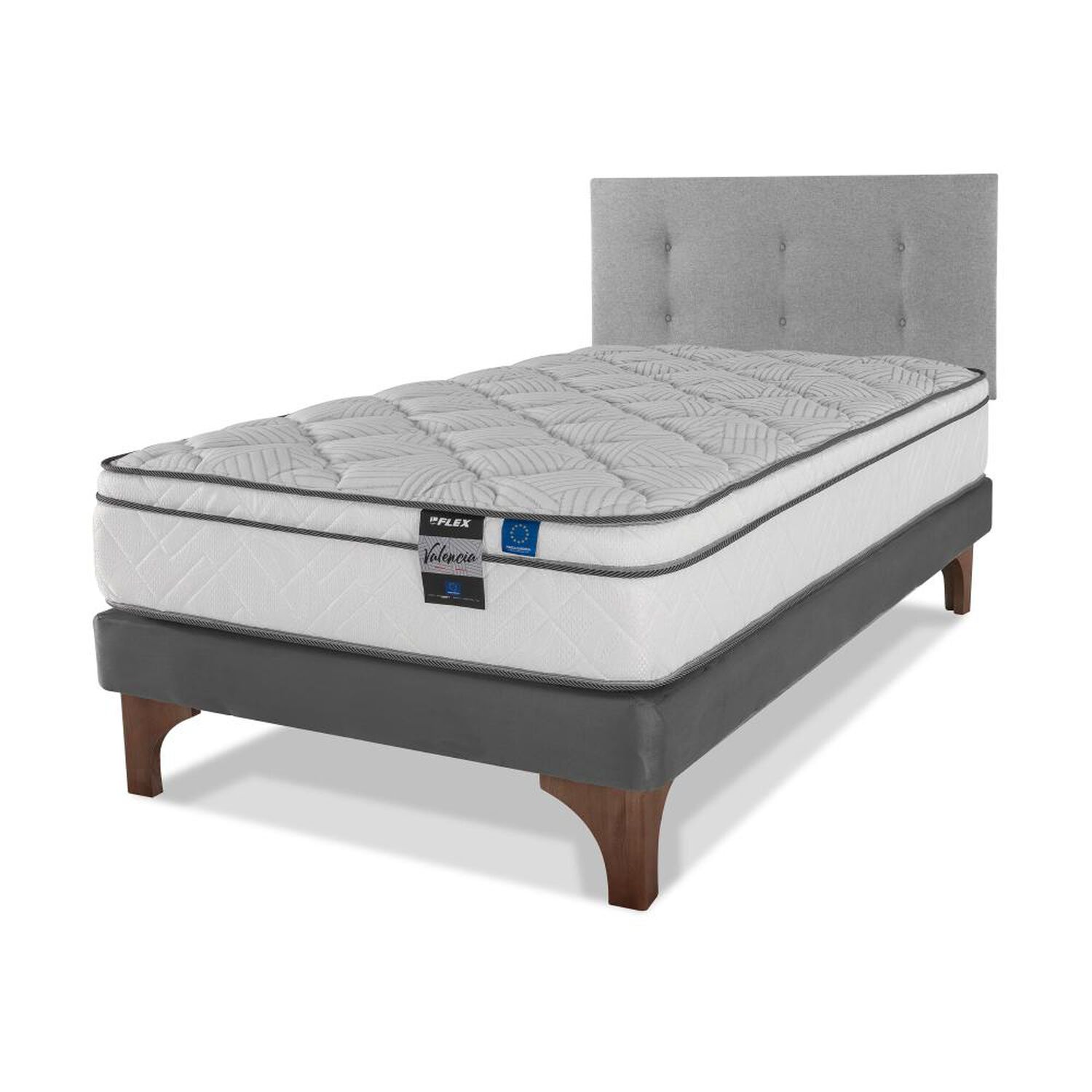 Cama Europea Flex Valencia / 1.5 Plazas / Base Normal + Respaldo image number 0.0
