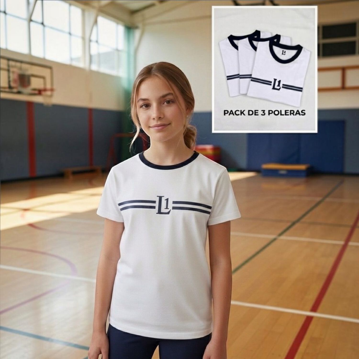 Pack 3 Poleras Ni&ntilde;a Deportiva Liceo 1 image number 0.0