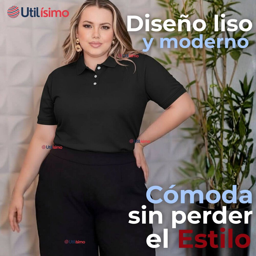 Polera Pique Premium 200g Manga Corta 100% Algod&oacute;n Textura Suave Chemise Negro Mujer image number 4.0