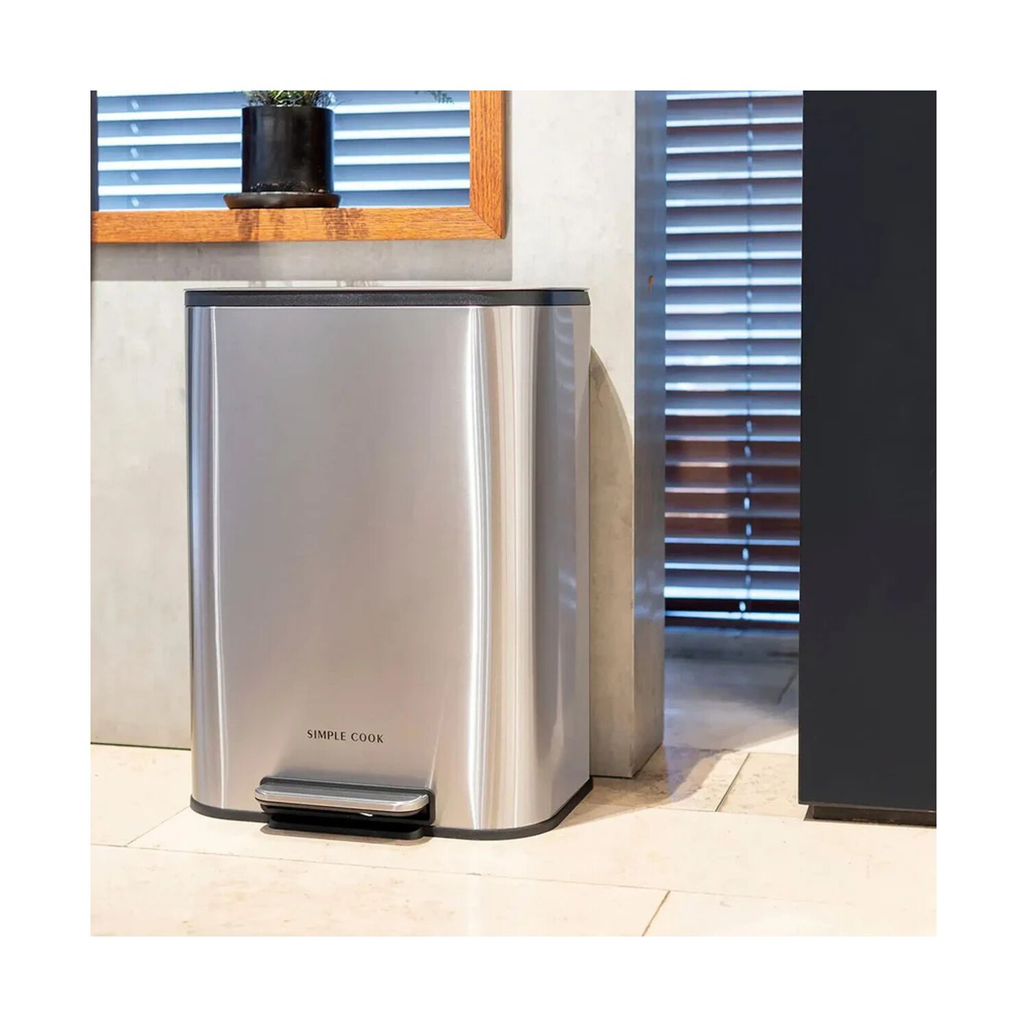 Basurero 50l Con Pedal Mate Y Anti Huellas Simple Cook image number 2.0