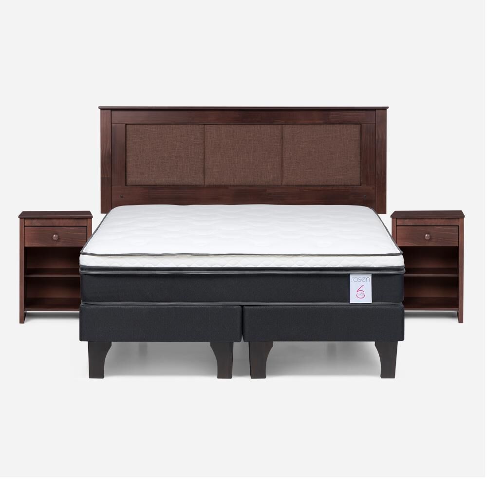 Cama Europea Rosen New Style 6 / 2 Plazas / Base Dividida + Set De Maderas image number 0.0