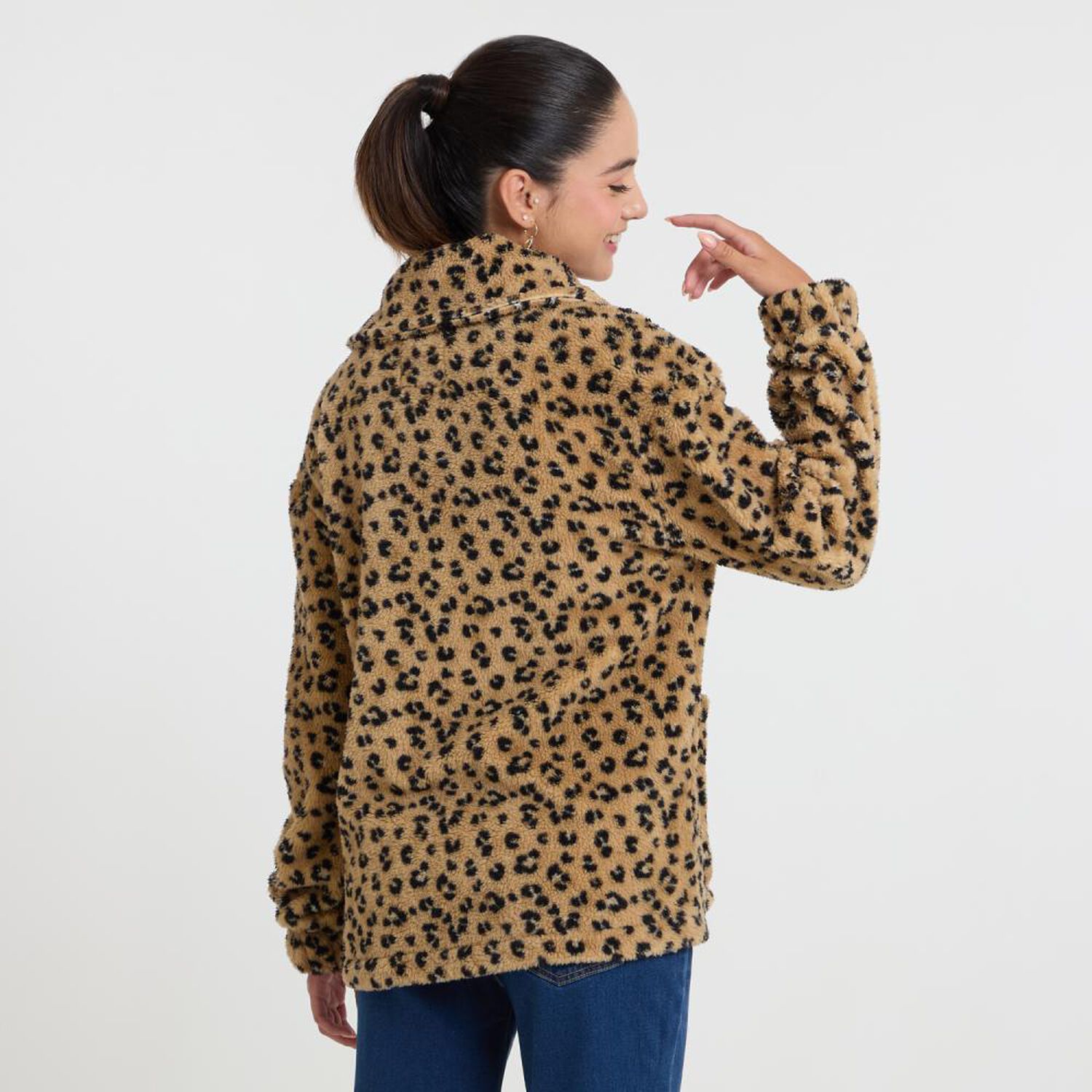 Poler&oacute;n Full Zipper Estampado Cuello Alto Mujer Freedom image number 3.0