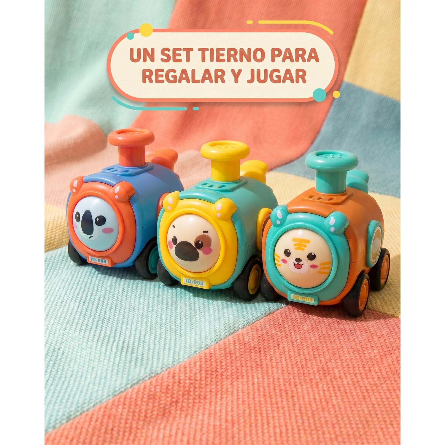 Juguete Set 3 Trenes Beb&eacute;s Animales Interactivo image number 2.0