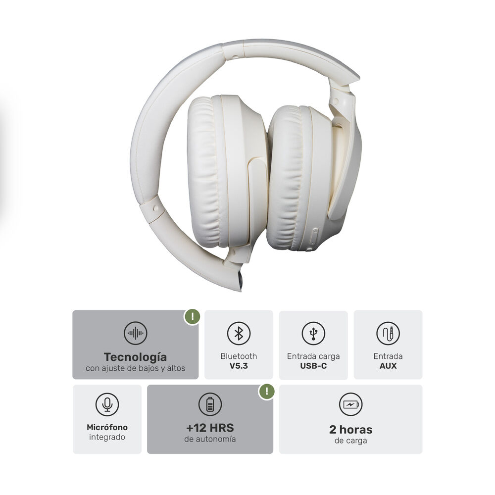 Audifonos Bluetooth Inalambricos Over Ear Wavepro Cream image number 2.0
