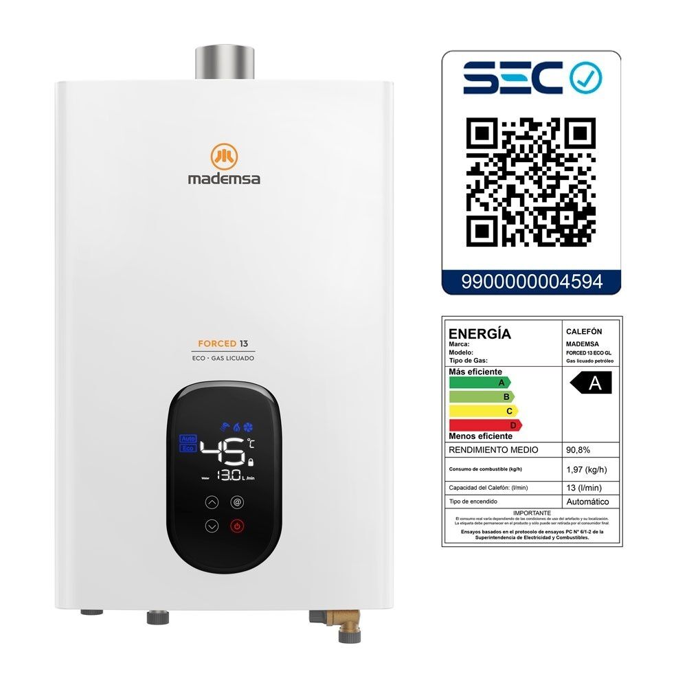 Calefont Gas Licuado 13 Litros Tiro Forzado Forced 13 Eco image number 7.0