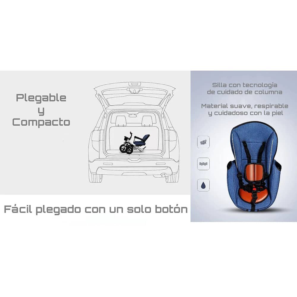 Triciclo Reversible Y Plegable Con Accesorios Gris Lubabycas image number 3.0