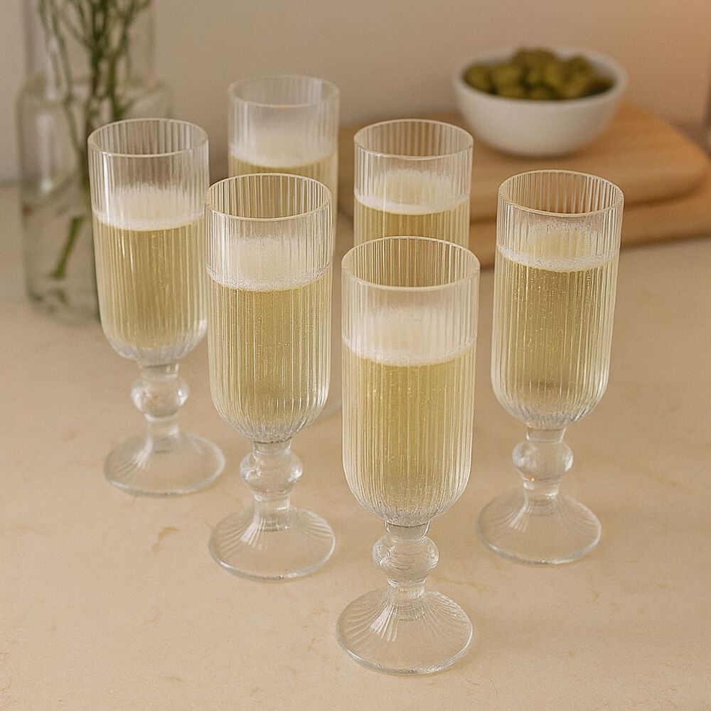 Set 24 Copas Flute Talladas 160ml Lisa Allegra De Vidrio image number 1.0