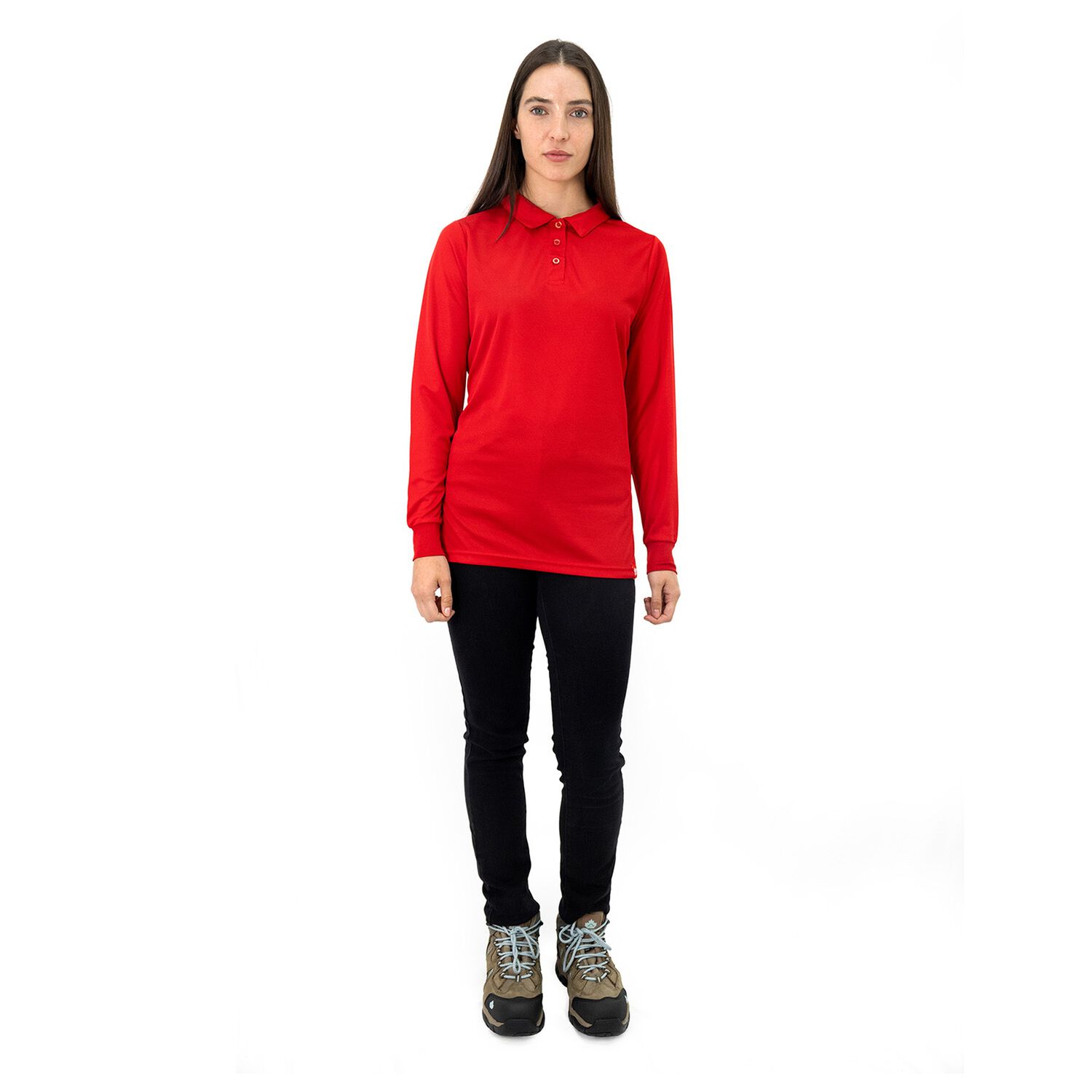 Polera Cooldry Quebec Manga Larga Rojo Mujer image number 0.0