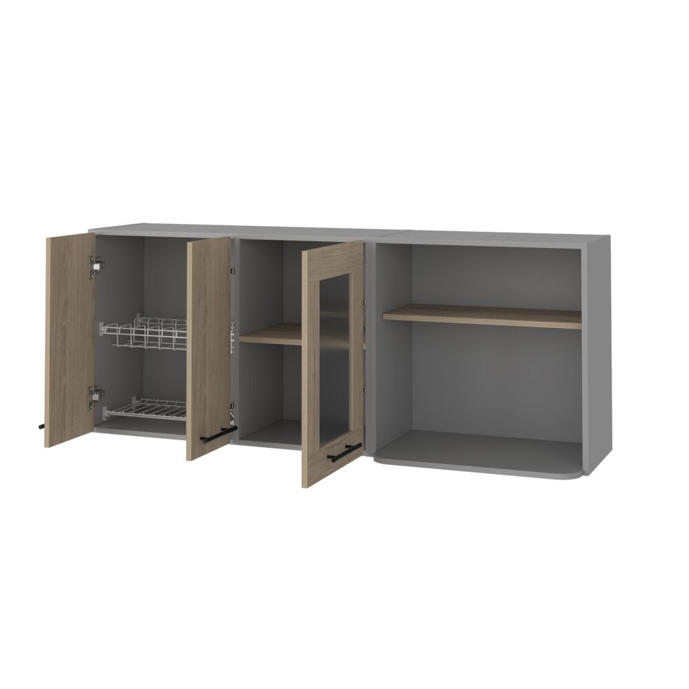 Mueble Mural Con Capacidad Para Microondas 3 Puertas Fm-003g Gris image number 3.0
