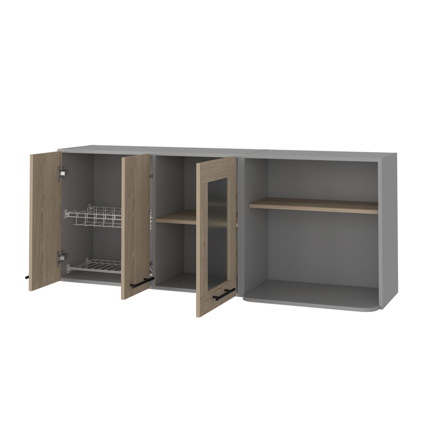 Mueble Mural Con Capacidad Para Microondas 3 Puertas Fm-003g Gris image number 3.0