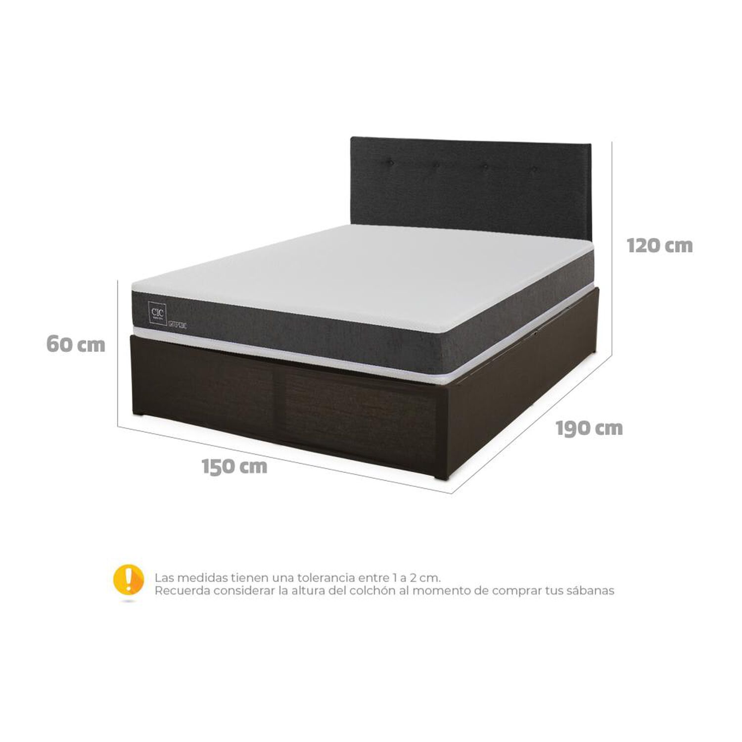 Cama Met&aacute;lica Cic Iron Smart Ortopedic / 2 Plazas / Base Normal image number 4.0