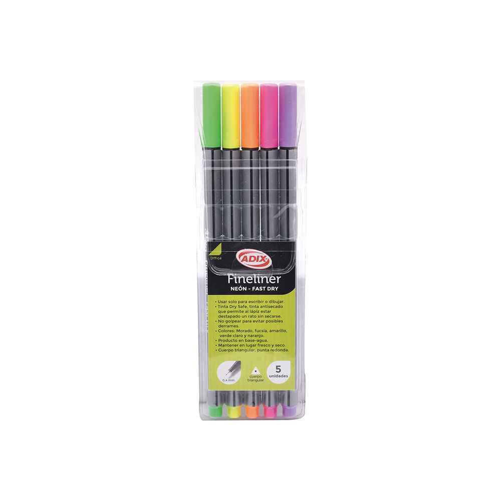 Fineliner Triangular Neón 5 Colores - Adix image number 0.0