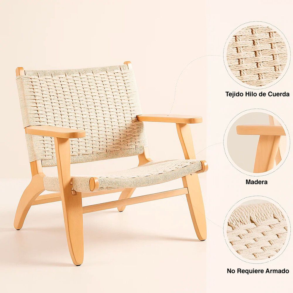 Butaca Sitial Danesa Wegner - Madera Hilo De Cuerda image number 4.0