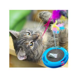 Juguete Gato Rascador Varilla Plumas + Catnip Color Azul