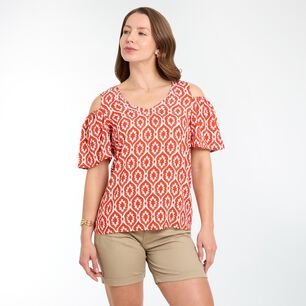 Blusa Manga Corta Con Hombos Descubiertos Cuello V Mujer Geeps