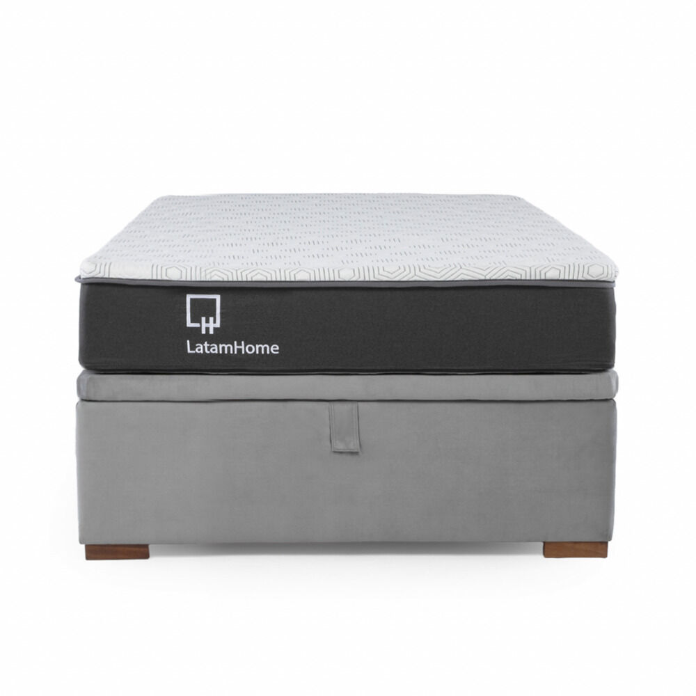 Cama Funcional Boxet 1 1/2 Plaza Colchon Resortes New Top Funda Lavable Gris image number 3.0