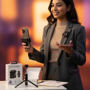 Pack 2 Micr&oacute;fonos Inal&aacute;mbrico 3 En 1 Para Celular Iphone Android Profesional Lavalier