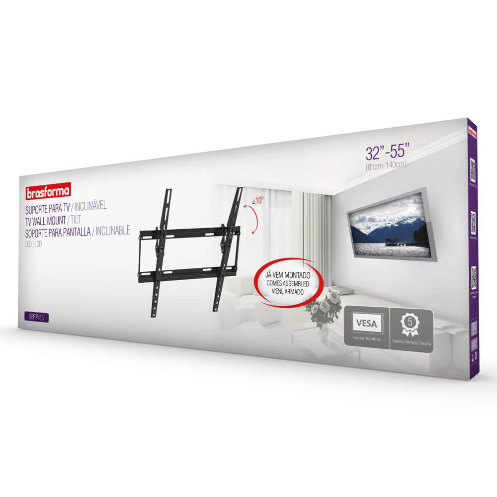 Soporte Para Tv Inclinable Ultra Delgado 32" A 55" Sbrp415 Brasforma image number 2.0