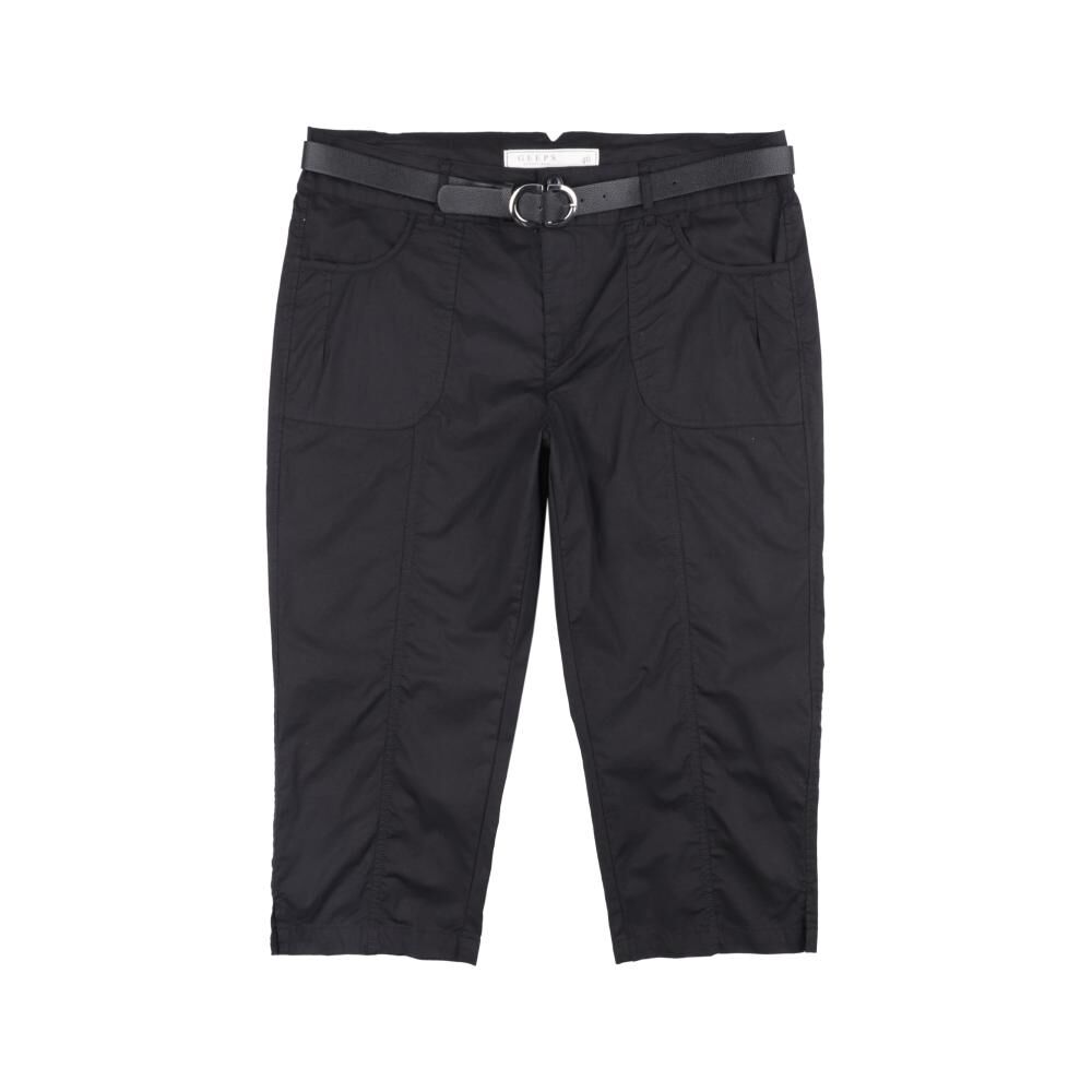 Bermuda Pescador Liso Con Cintur&oacute;n Tiro Medio Regular Mujer Geeps image number 0.0