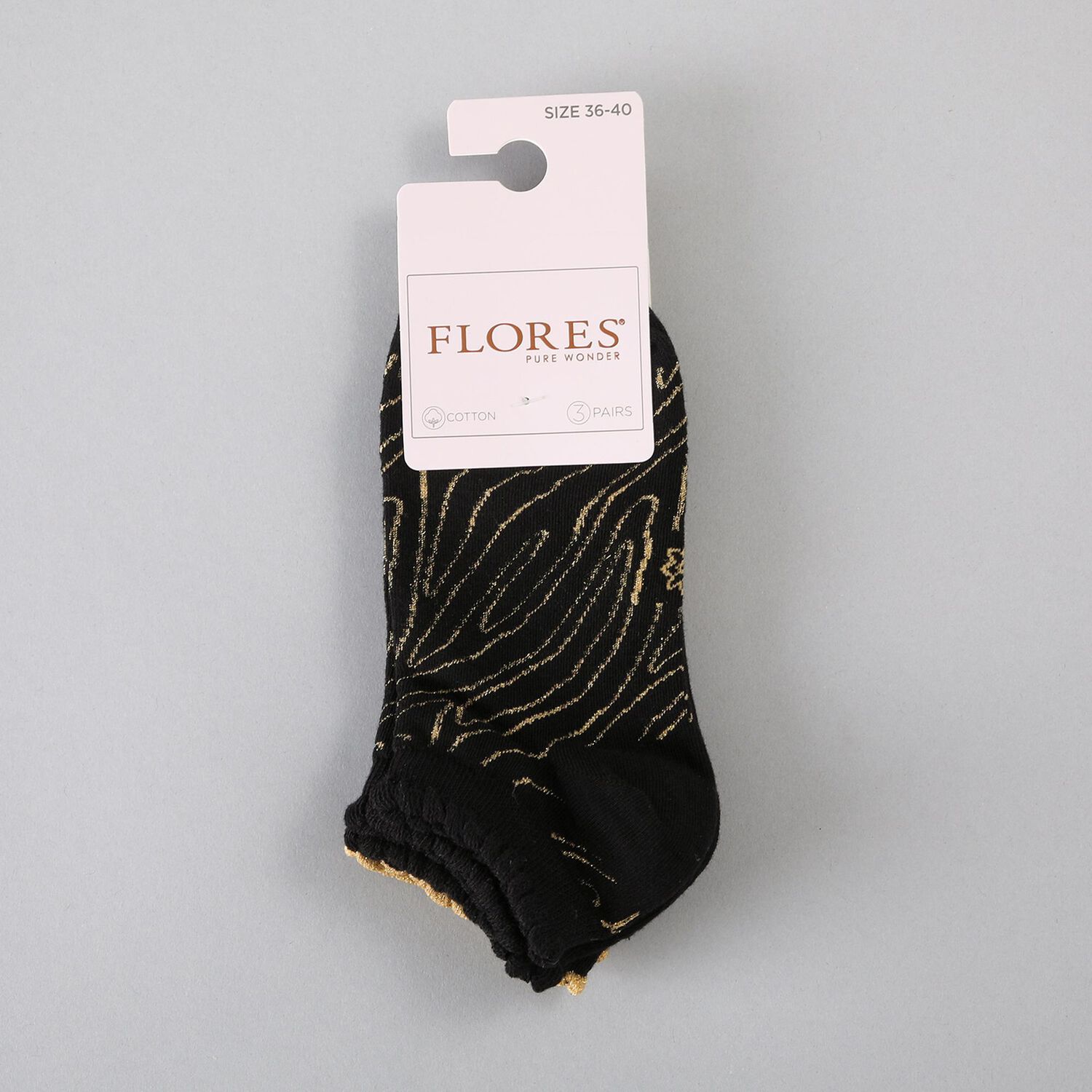 Calcetin 3x Pack Corto Brillo Flores Mujer 50777-2 image number 0.0