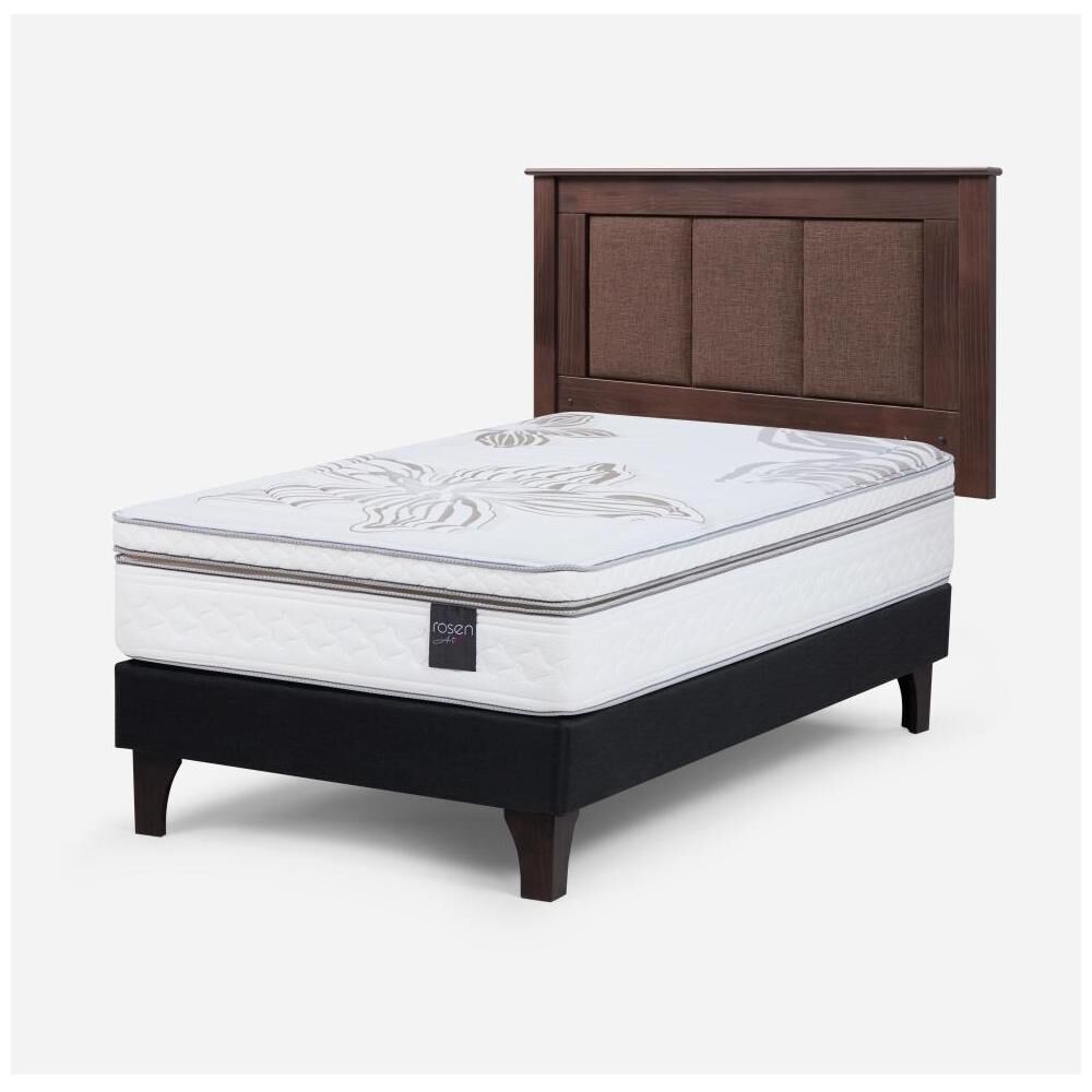 Cama Europea Rosen Art 4 / 1.5 Plazas / Base Normal + Respaldo image number 2.0