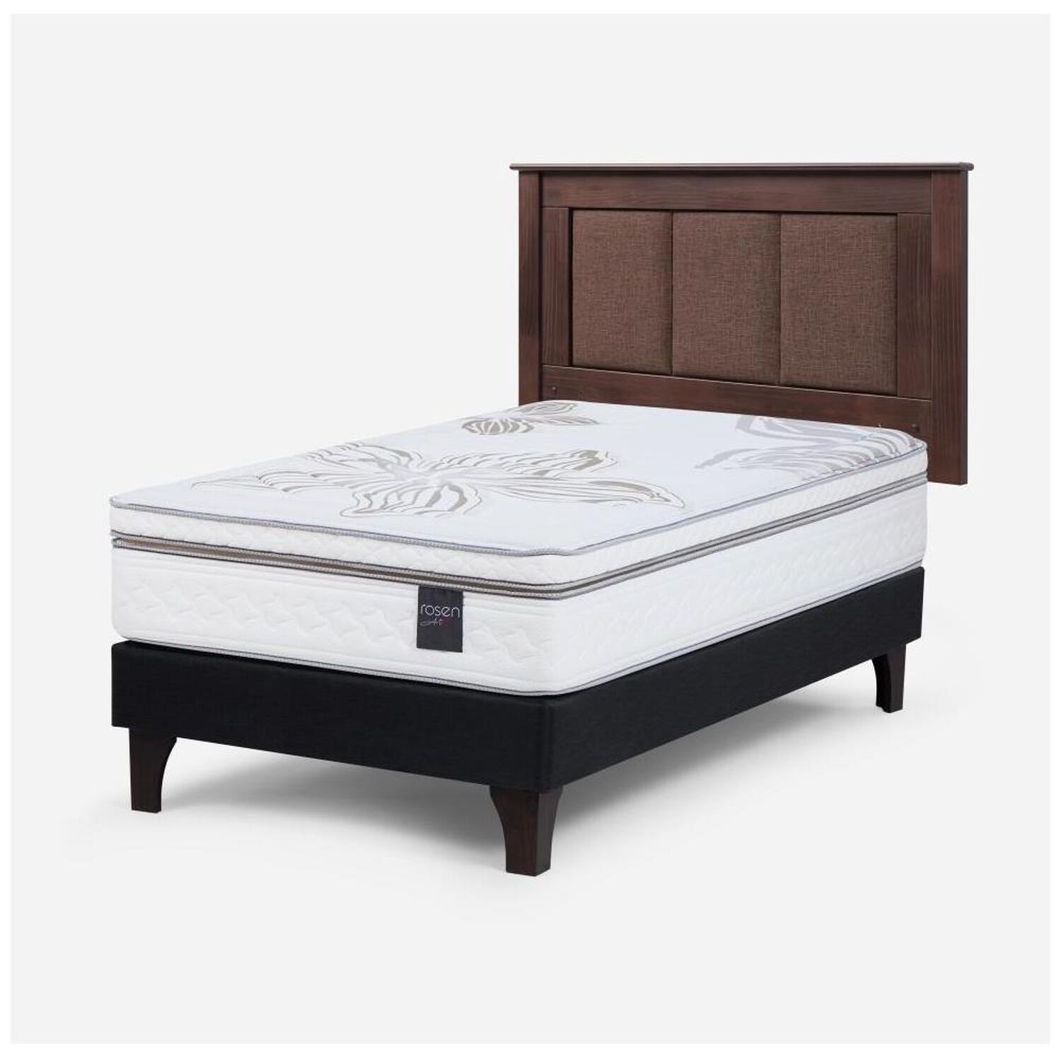 Cama Europea Rosen Art 4 / 1.5 Plazas / Base Normal + Respaldo image number 2.0