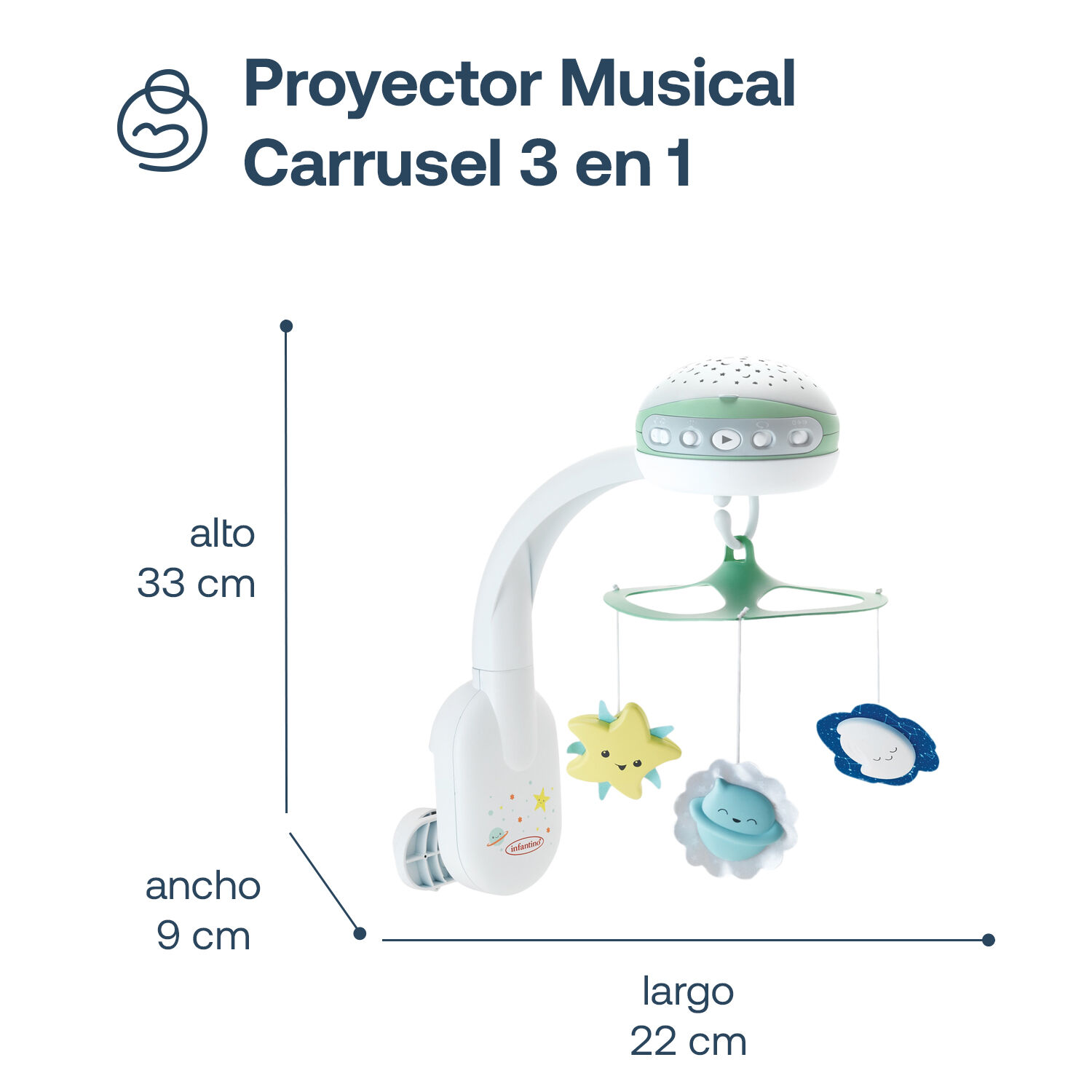 M&oacute;vil Proyector Musical 3 En 1 Verde Infantino image number 5.0
