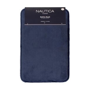 Alfombra De Ba&ntilde;o Nautica Home Flannel 40x60cm Antideslizante Azul Marino