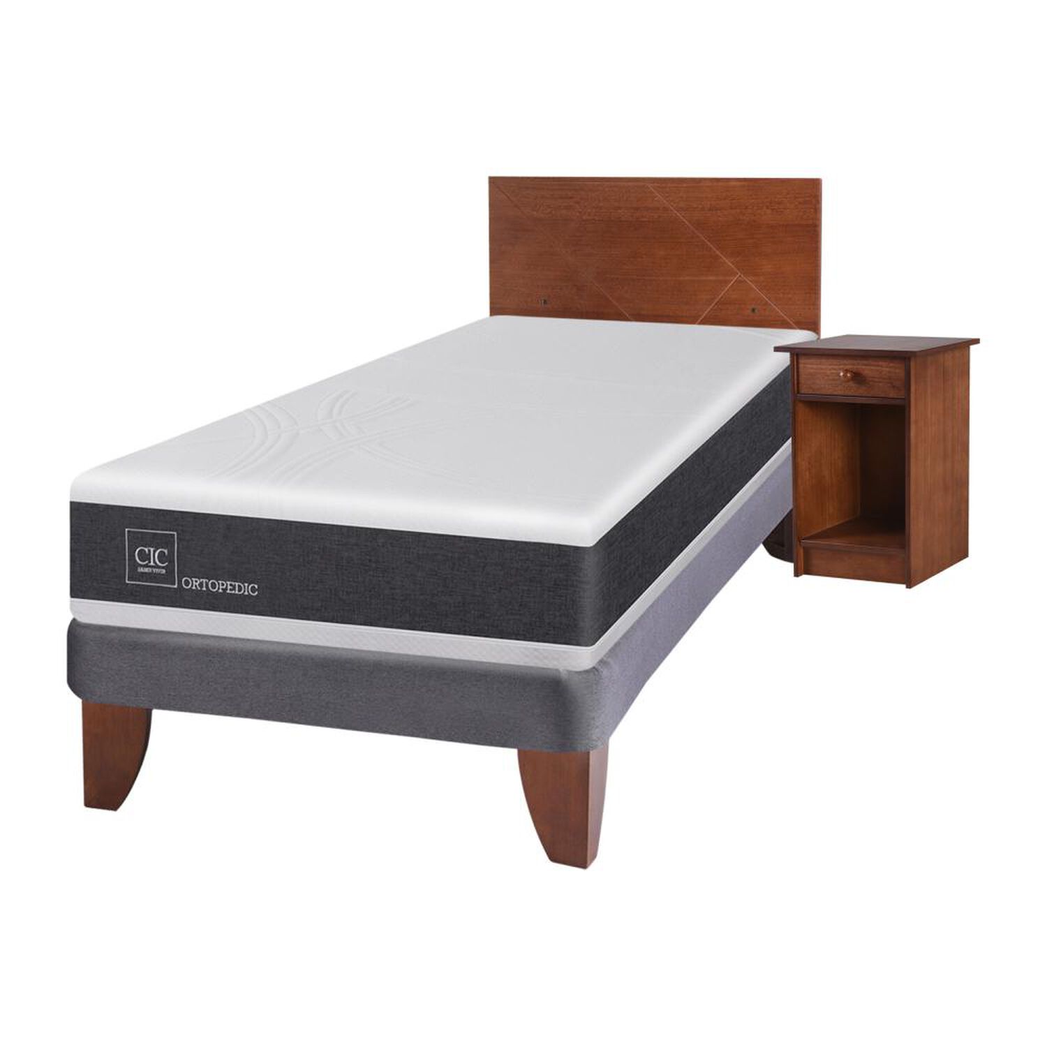 Cama Europea Cic Ortopedic / 1.5 Plazas / Base Normal + Set De Maderas image number 1.0