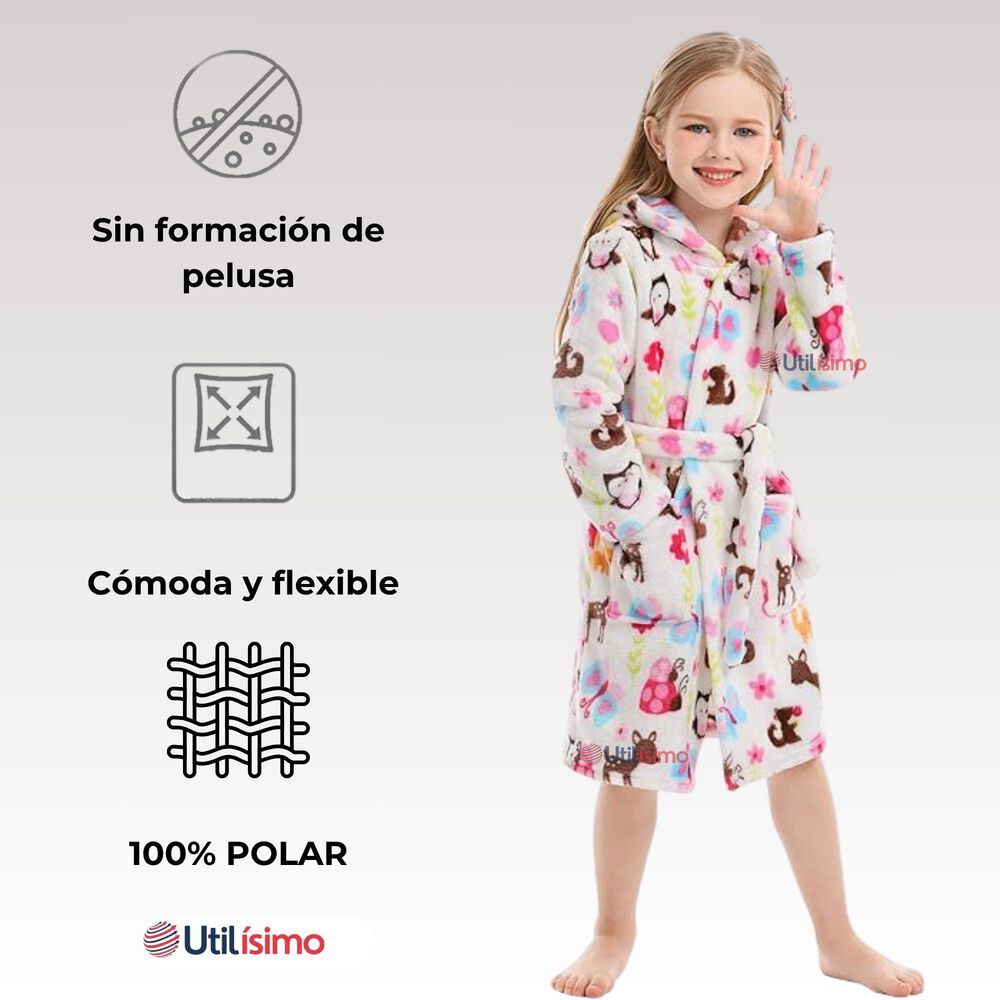 Bata De Ba&ntilde;o Cpn Capucha Y Bolsillos Ni&ntilde;o Y Ni&ntilde;a Polar image number 3.0