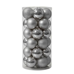 24 Esferas Navide&ntilde;as Bambalinas 8 Cm Plateado Decoracion