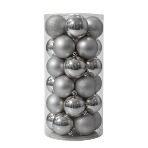 24 Esferas Navideñas Bambalinas 8 Cm Plateado Decoracion 24 Esferas Navideñas Bambalinas 8 Cm Plateado Decoracion