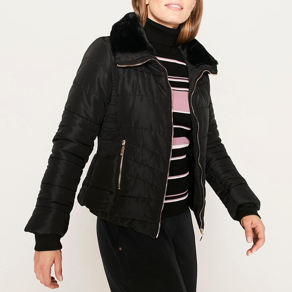 Parka Básica Corta Cuello Alto Con Piel Mujer Kimera en Oferta | Hites.com