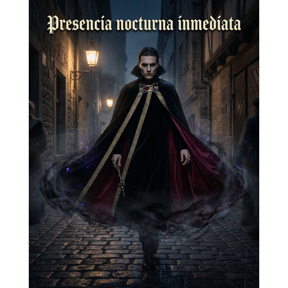 Capa Vampiro Edad Media Con Forro Interior Borde Decorativo image number 1.0