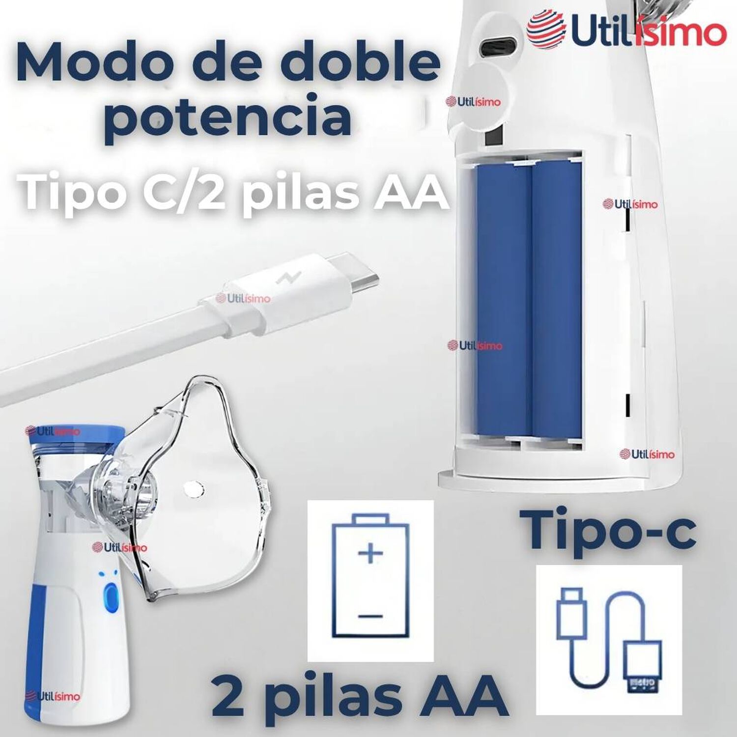 Nebulizador Port&aacute;til Bater&iacute;a Recargable Mesh Vaporizador Ni&ntilde;os Y Adultos image number 7.0