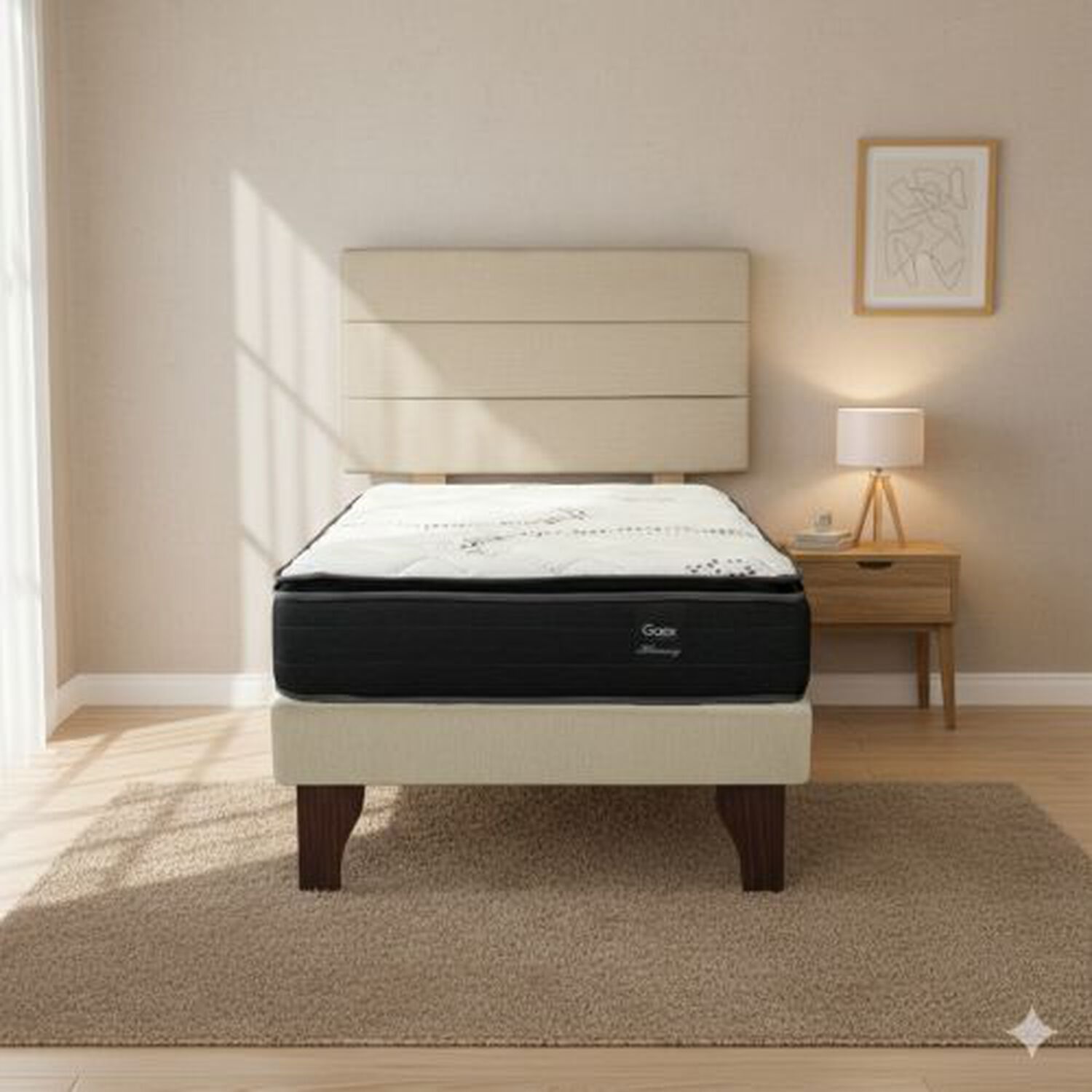 Cama Europea 1.5 Plaza 190 Plus Respaldo Atacama image number 0.0