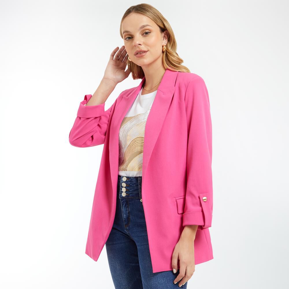 Blazer Color Oversize Cruzado Cuello Solapa Mujer Kimera image number 2.0