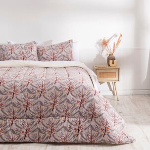 Plumon Coral Print Sherpa 2 Plazas Monstera