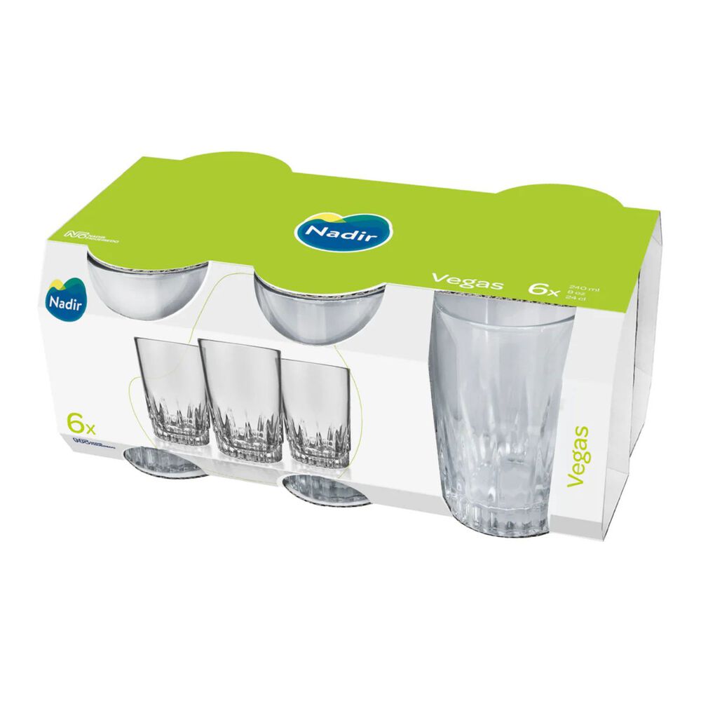 Set 6 Vasos Altos Vegas Jugo 240ml Nadir Cocina Cristaleria image number 2.0