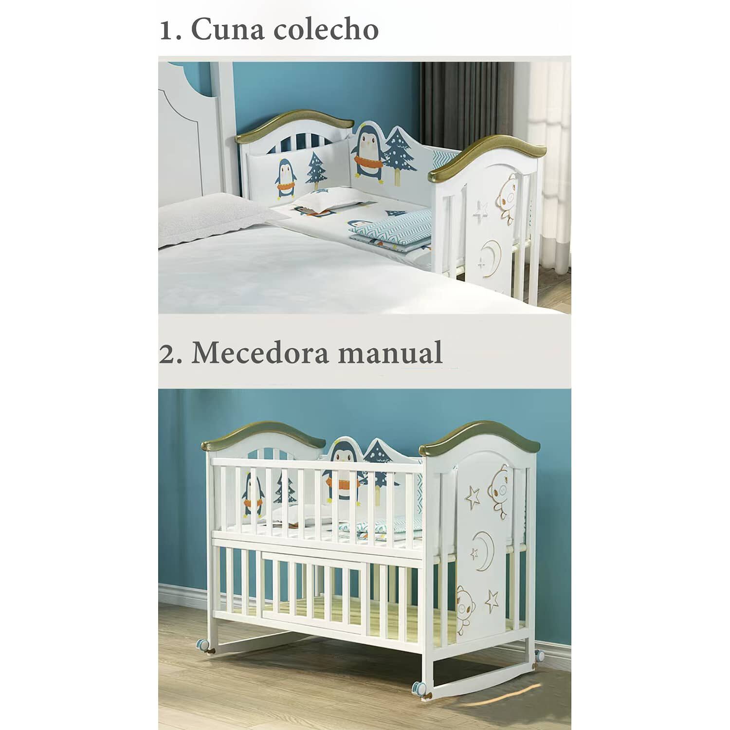 Cuna Colecho Madera Con Mudador Mosquitero Lubabycas Rosada image number 4.0