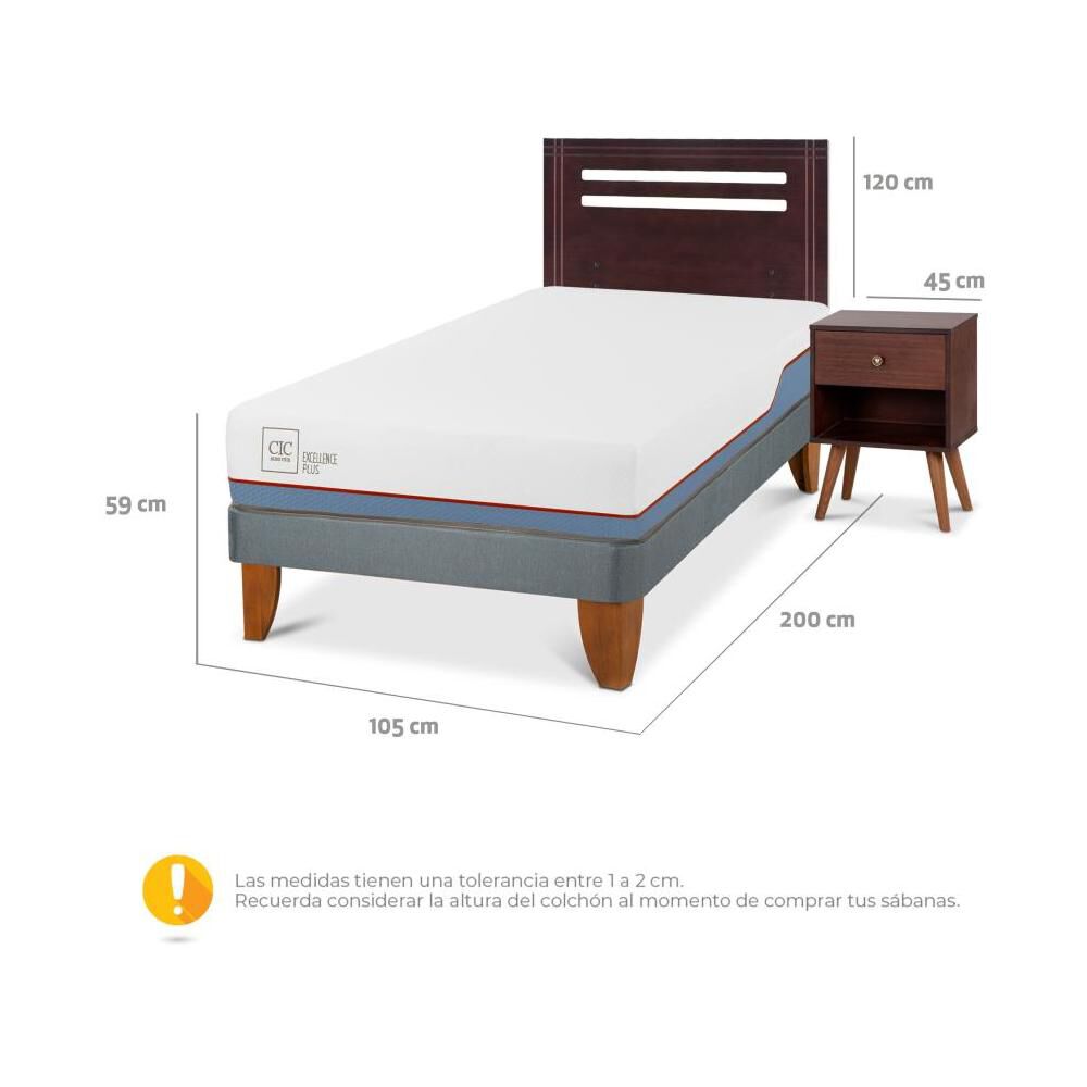 Cama Europea Cic Excellence Plus / 1.5 Plazas / Base Normal + Set De Maderas image number 2.0