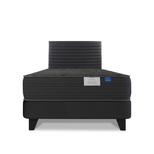 Cama Europea Flex Black / 1.5 Plazas / Base Normal + Respaldo
