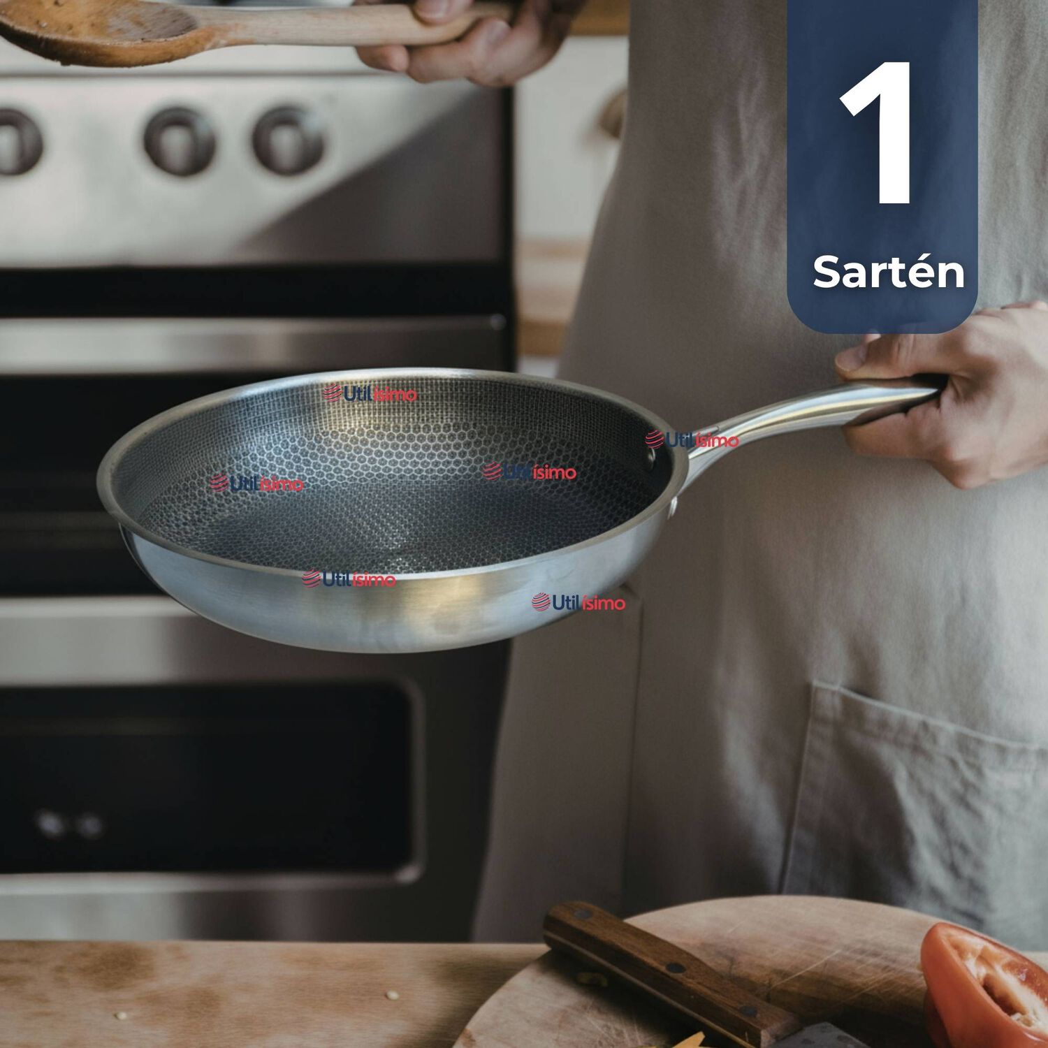 Sart&eacute;n Acero Inoxidable Antiadherente 28cm Para Cocinar Fre&iacute;r Saltear image number 0.0