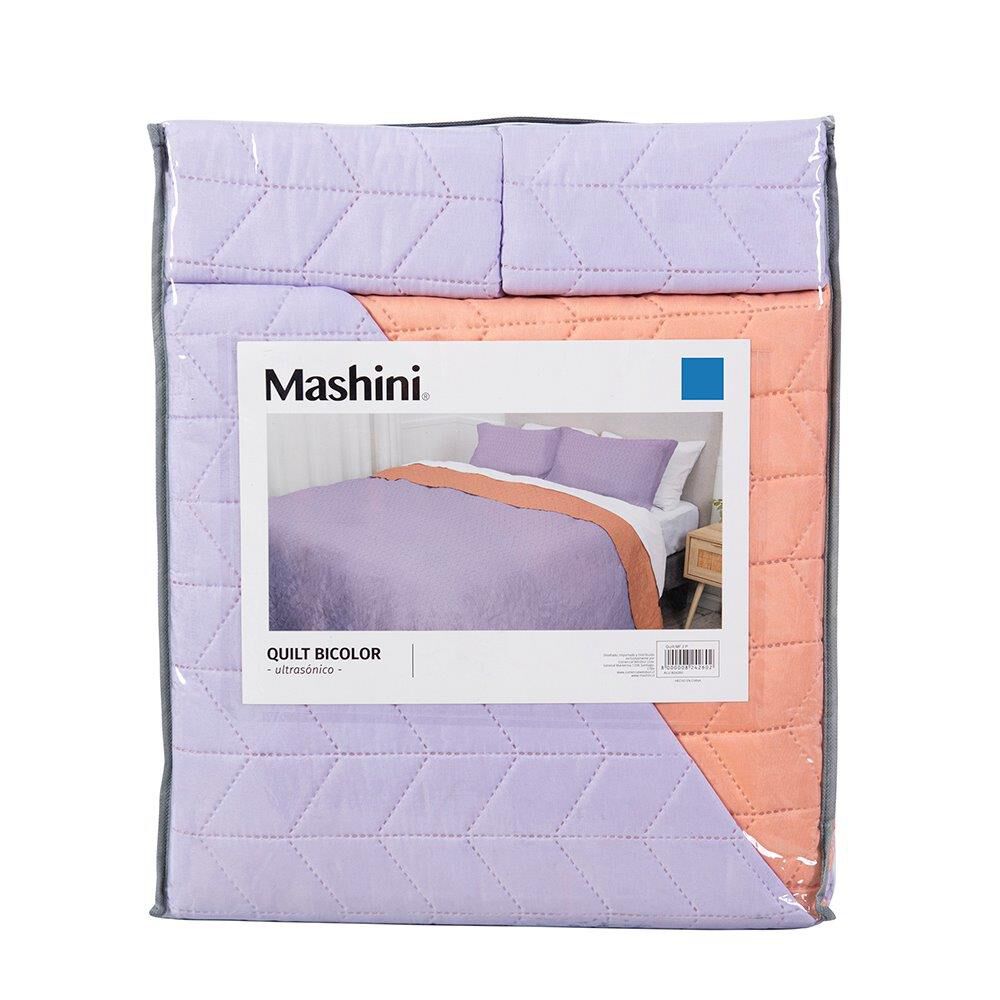 Cubrecama Quilt Liso 2 Plazas Lila - Naranjo image number 3.0