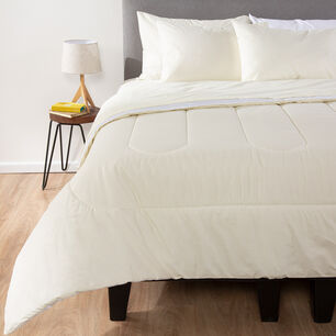 Plumon Bicolor Beige Blanco Arthome 1.5 Plaza
