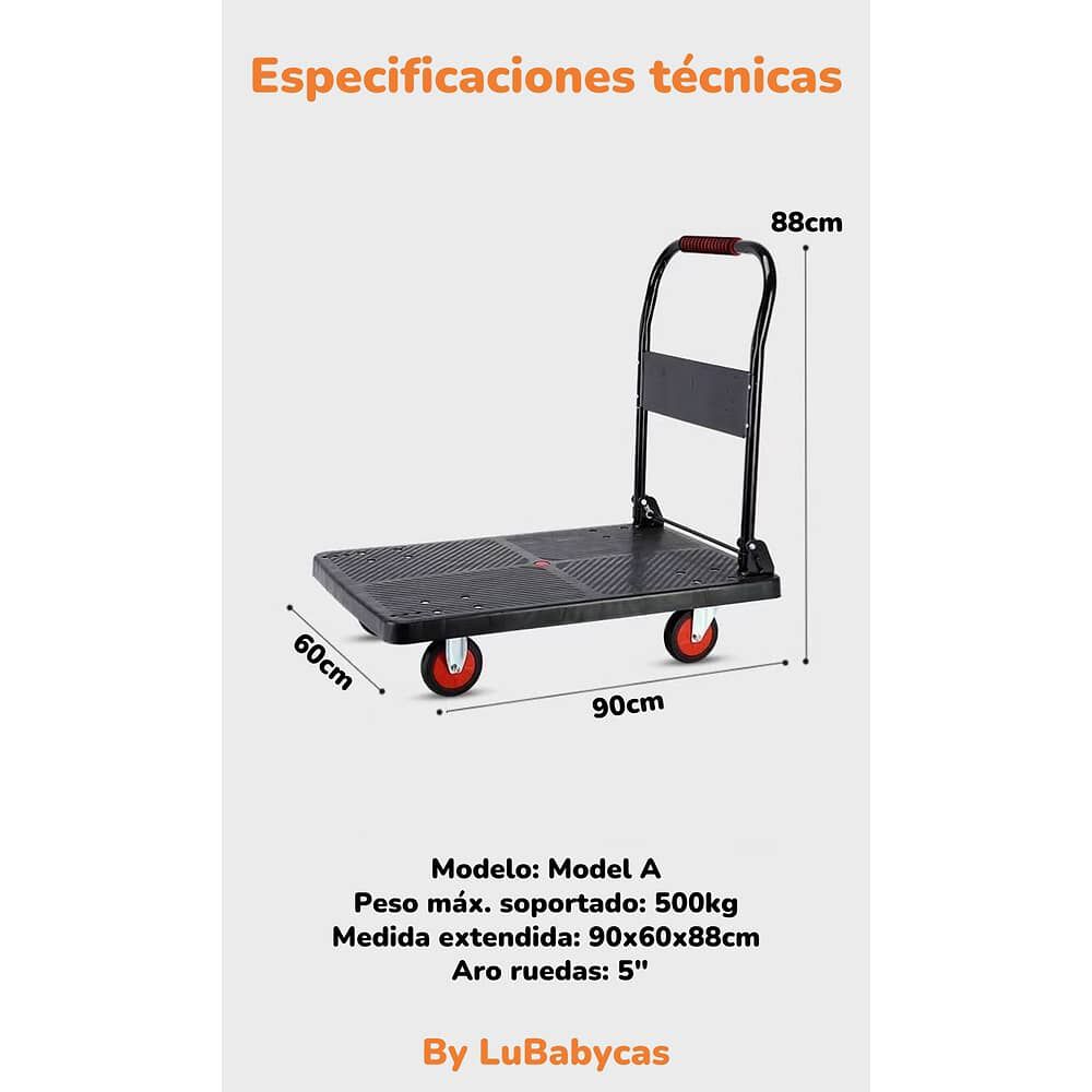 Carro De Carga Plegable 500kg 90x60cm By Lubabycas image number 5.0